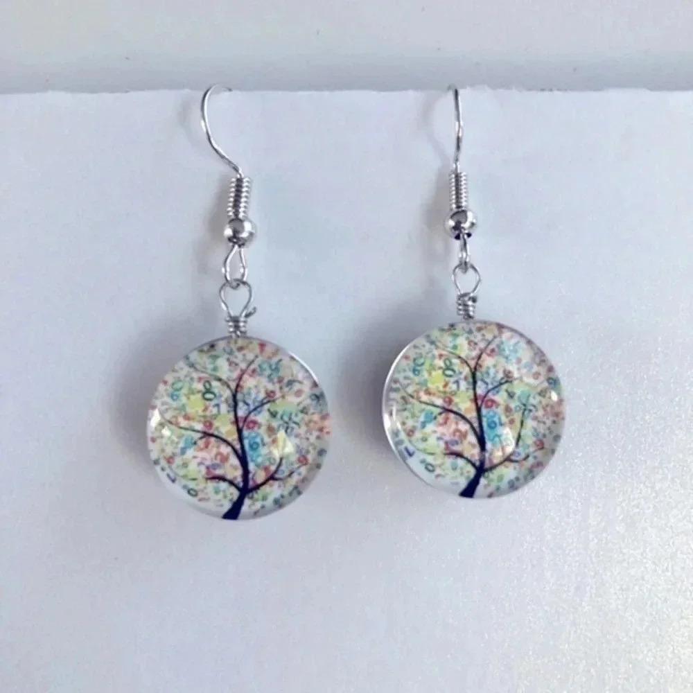 3 for $25/ Primary Colors Glass Tree 3D Drop Earrings NWT